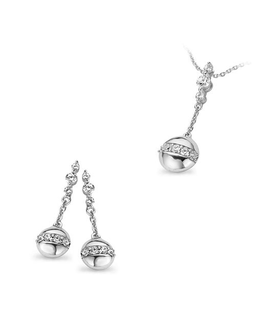 Orphelia Metallic 925 Sterling Set: Chain-Pendant + Earrings