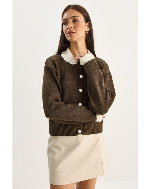 Bianco Lucci Multicolor Thick Ribbed Knit Cardigan With Button Closure