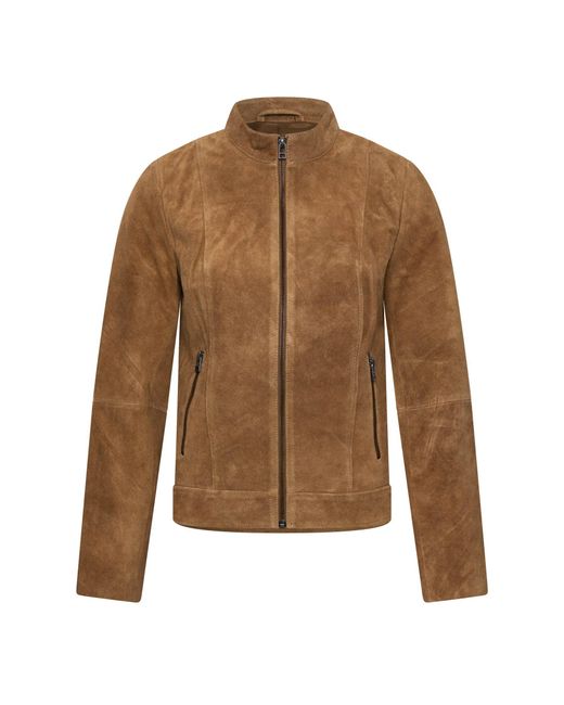 Elle Brown Lara Suede Moto Jacket