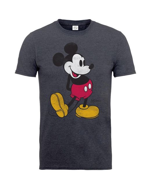Disney Blue Adult Mickey Mouse Vintage T-Shirt (Charcoal)