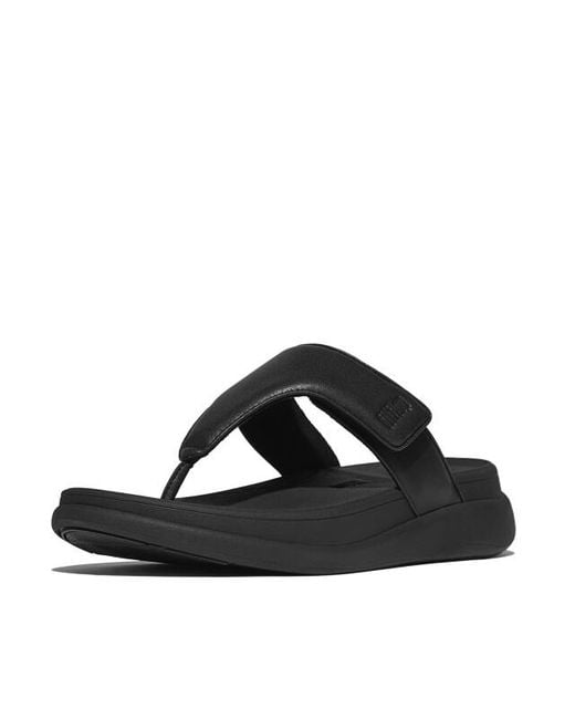 Fitflop F-Mode Go Adjustable Flatform Toe-Post Sandals in het Black