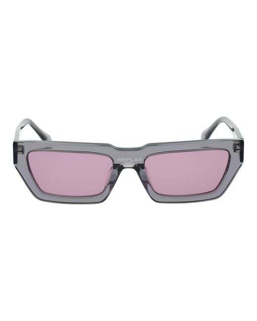 Replay Purple Plastic Sunglasses