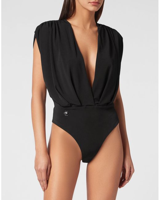 Philipp Plein Sleeveless Bodysuit in het Black