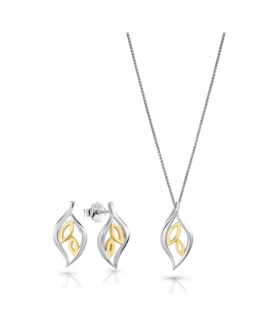 Orphelia Metallic 'Charlotte' 925 Sterling Set: Chain-Pendant + Earrings