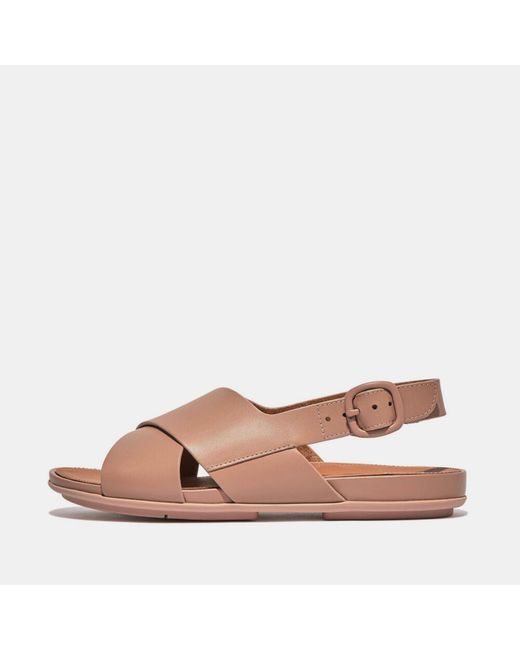 Fitflop Fit Flop Gracie Leren Sandalen Met Gekruiste Bandjes Aan De Achterkant in het Pink