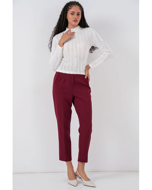 Bigdart Gestructureerde Slanke Pasvorm Halve Colblouse in het White