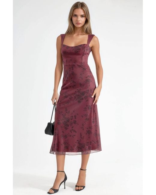Hiccup Red Flowering Heart Collar Midi Dress