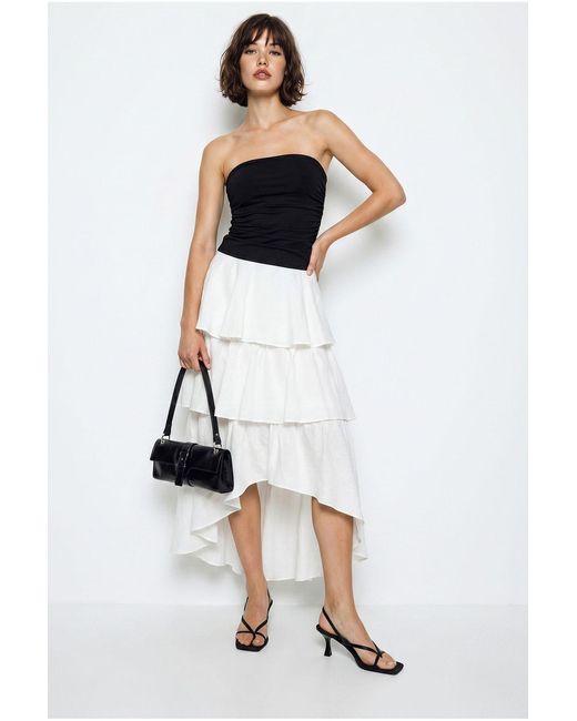 Bianco Lucci White High-Waist Cotton Poplin Midi Skirt