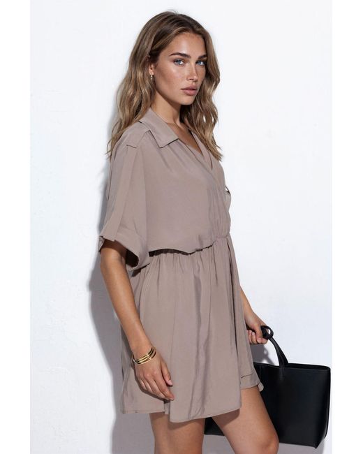 Busem Brown Textured Mini Wrap Dress