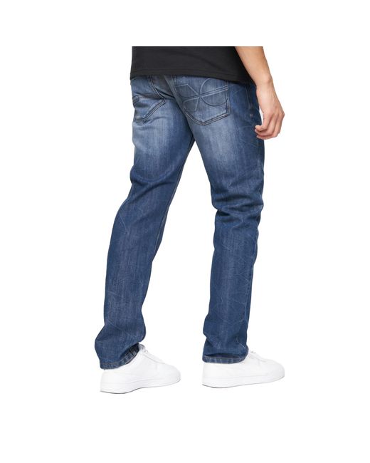 Crosshatch Blue New Techno Denim Embossed Jeans (Stone Wash) for men