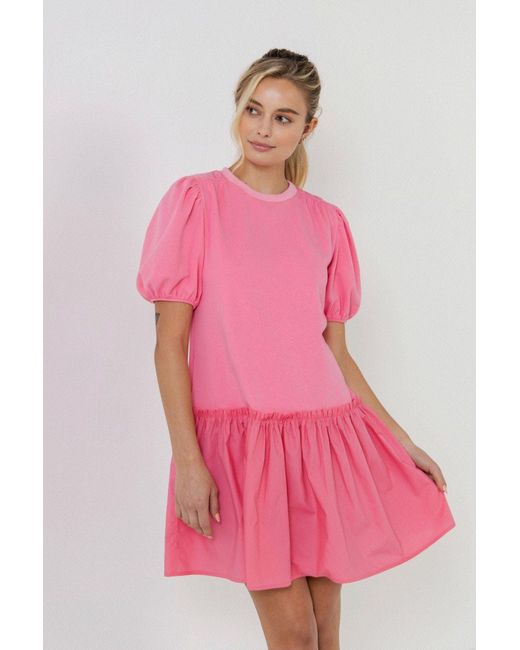English Factory Mixed Media Mini Dress in Pink Lyst