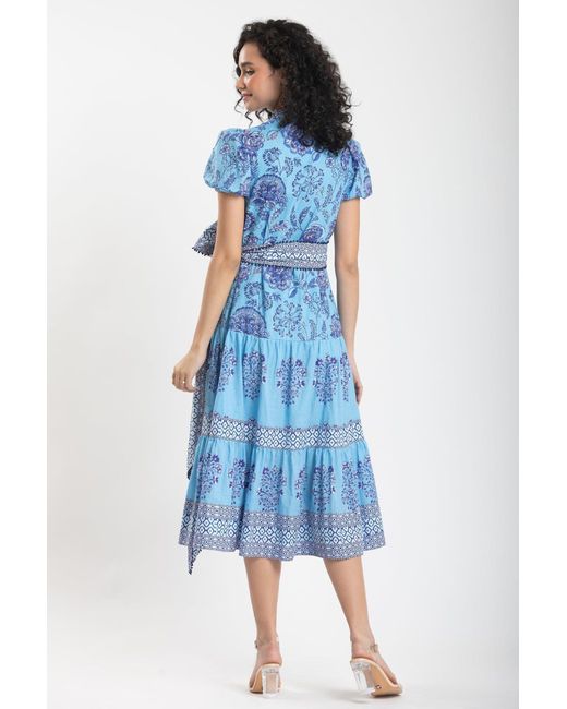 CELINA MOON Gabi Midi Dress in Blue | Lyst