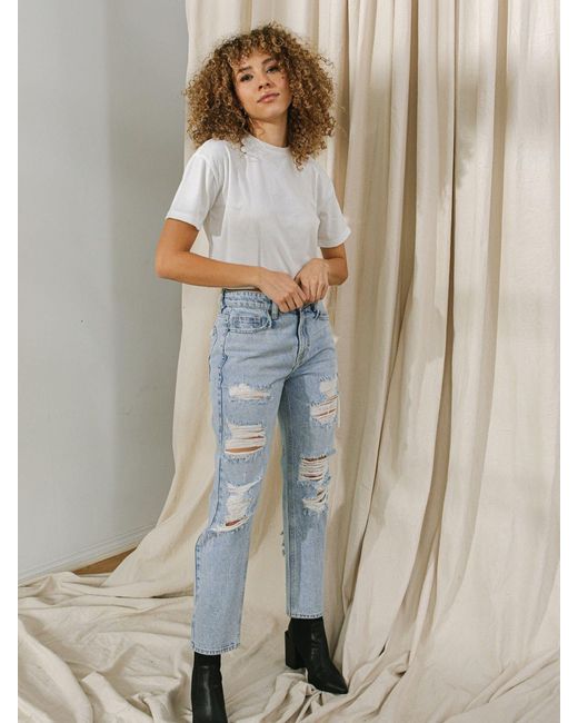 Hidden Jeans Bailey Light Wash Distressed Boyfriend Lyst