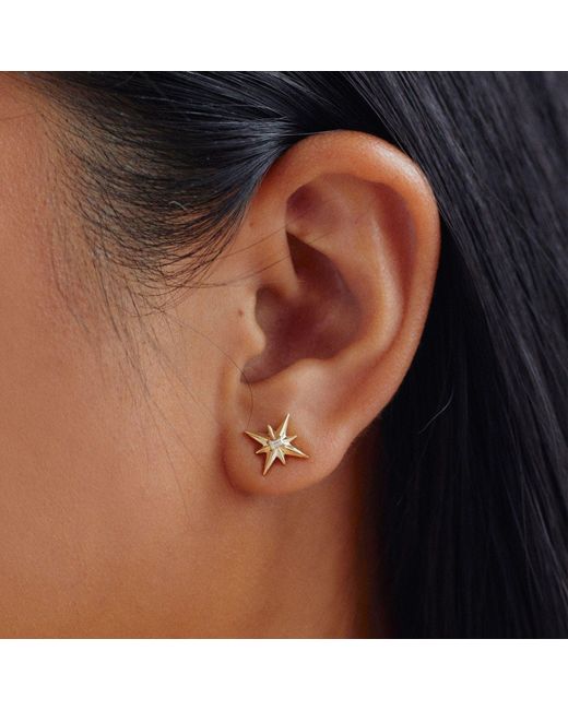 Diamond Star Stud Earrings | 14k Gold