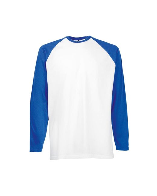 Fruit Of The Loom Long Sleeve Baseball T-shirt in Blue for Men | Lyst