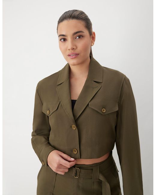 GSTQ Utility Cropped Shirt Jacket in Green | Lyst
