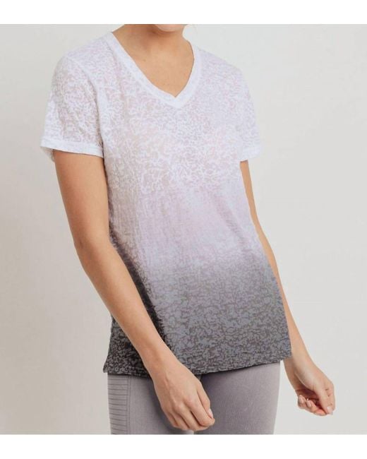 Mono B Clothing Burnout Ombre V-neck Tee in Gray