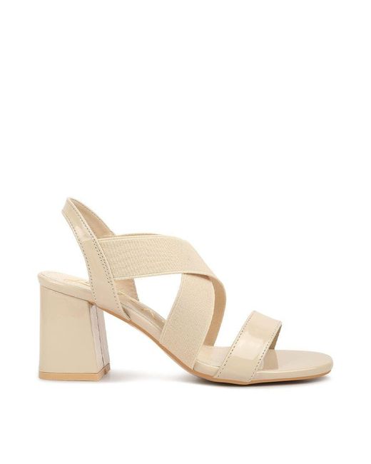 LONDON RAG Elastic Straps Block Heel Sandals in Natural Lyst
