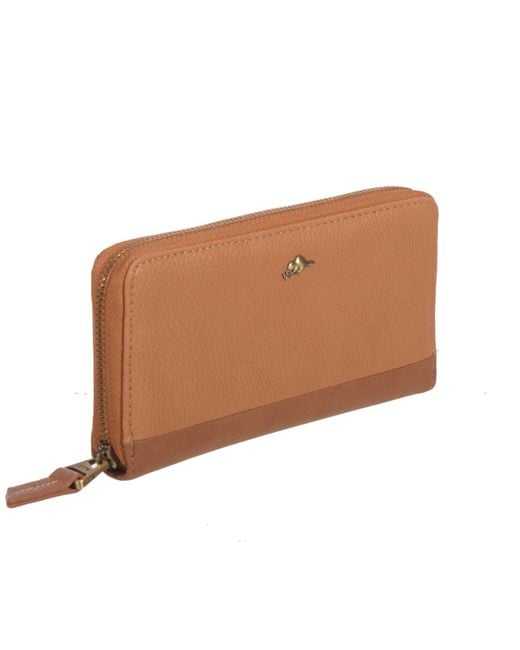ROOTS Rfid Slim Ziparound Wallet in Brown Lyst