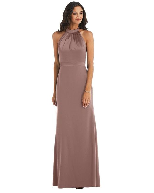 After Six Highneck Openback Maxi Dress With Scarf Tie in Purple Lyst
