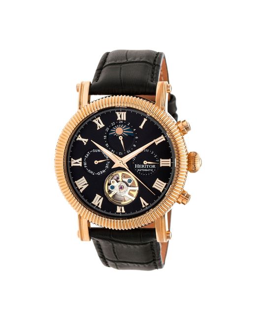 Heritor Watches Heritor Automatic Winston Semiskeleton Leatherband