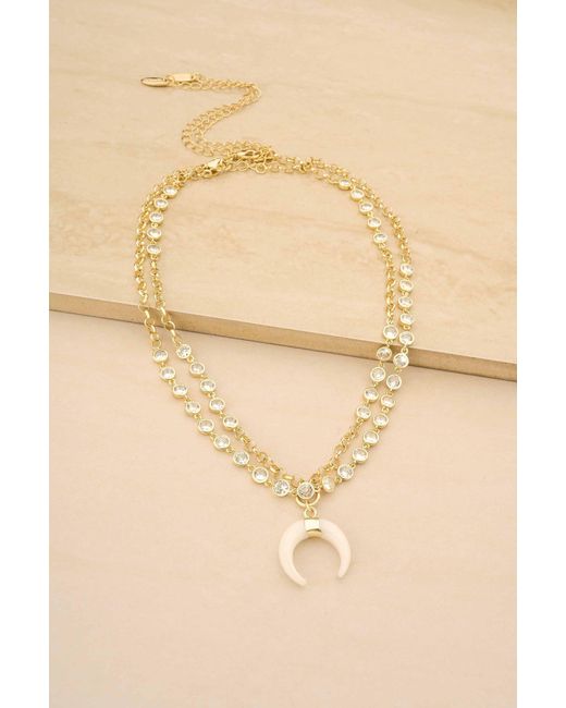 Ettika Crystal Dotted Horn Pendant 18k Gold Plated Necklace Set in ...