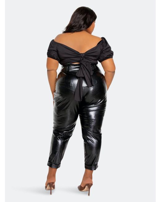Buxom Couture Leather Effect Paperbag Pants in Black | Lyst
