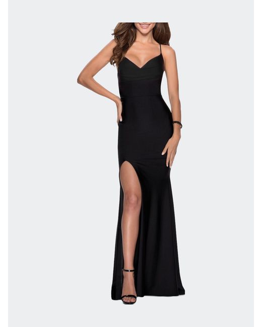 la-femme-form-fitting-jersey-prom-dress-with-draped-neckline-in-black