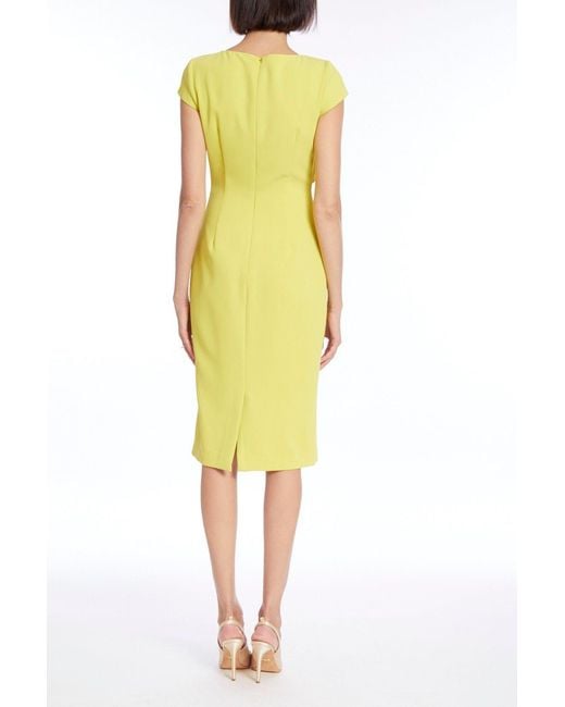 Badgley Mischka Bow Cap Sleeve Dress in Yellow Lyst