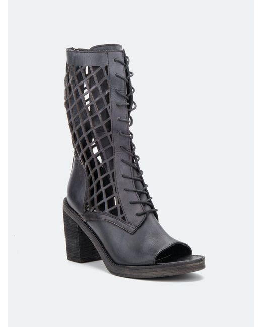 Vintage Foundry Co. Normandy Open Toe Boot in Black Lyst