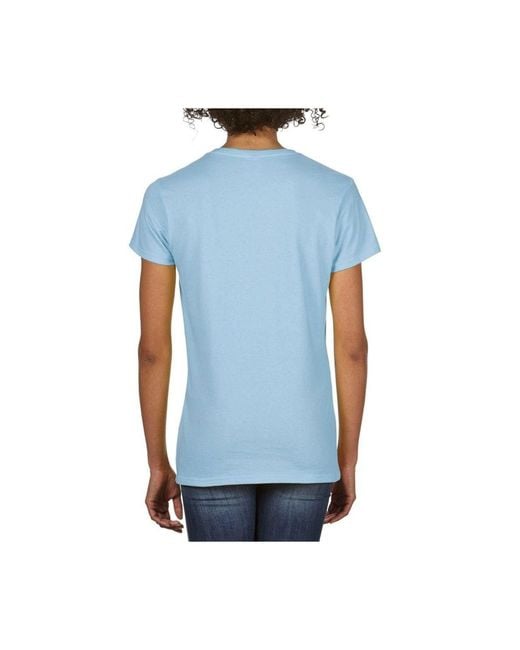 Gildan Premium Cotton V-neck T-shirt in Blue | Lyst