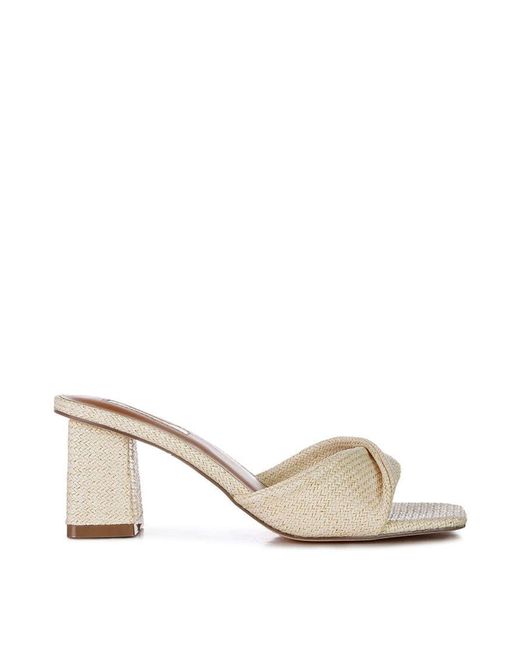 LONDON RAG Cityscape Mid Block Heeled Sandals in Natural | Lyst