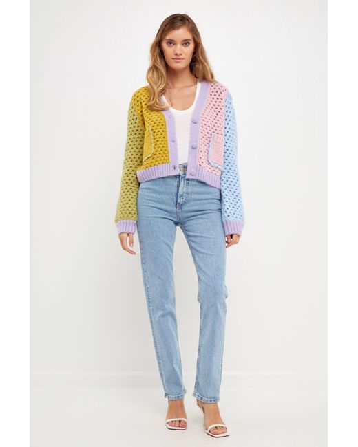 English Factory Contrast Detail Cardigan in Blue Lyst