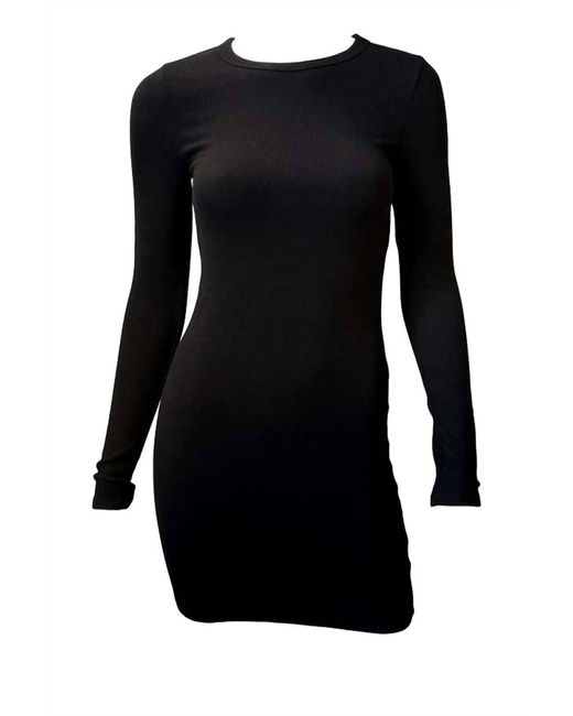 Enza Costa Textured Knit Long Sleeve Mini Dress in Black | Lyst