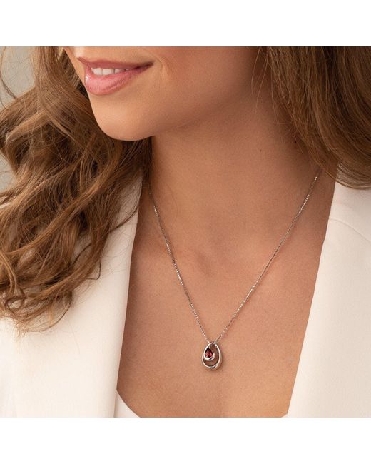 Peora Garnet Sterling Silver Wave Pendant Necklace in Metallic | Lyst