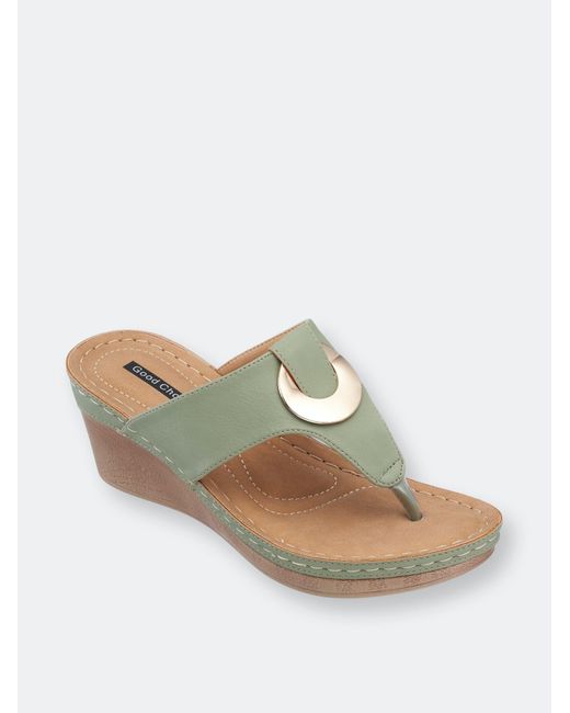 Gc Shoes Genelle Green Wedge Sandals in White Lyst