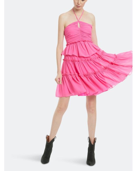 ONE33 SOCIAL Pink Tiered Keyhole Cocktail Dress | Lyst