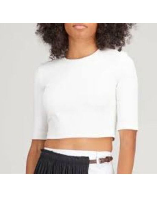 Rosetta Getty Button Back Cropped Top in White
