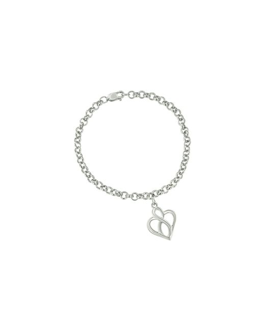 Solid Silver Open Heart Charm Bracelet