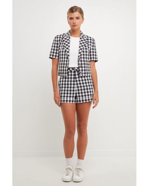 English Factory Highwaisted Gingham Shorts in Red Lyst