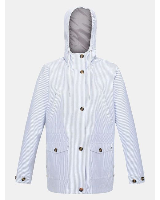 Regatta Nahla Stripe Waterproof Jacket in White Lyst