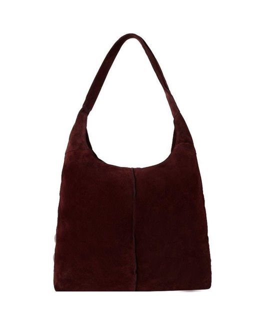 Brix + Bailey Brix + Bailey Maroon Oversized Soft Suede Lined Hobo ...