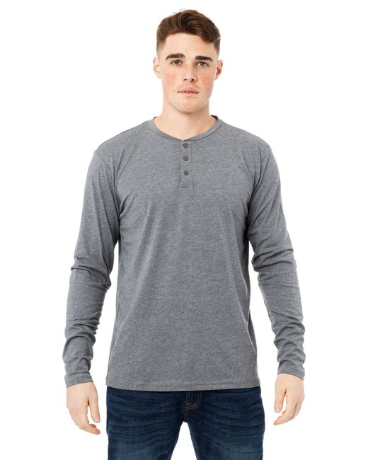 Xray Jeans Long Sleeve Henley T-shirt in Gray for Men | Lyst