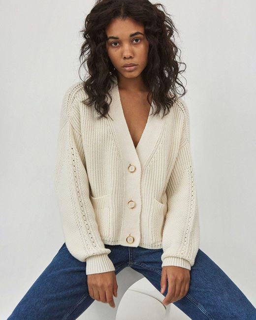 THE KNOTTY ONES Preila Sea Salt Merino Wool Cardigan in White Lyst