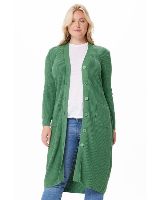 Minnie Rose Plus Size Cotton Cashmere Belted Long Cardigan in Green | Lyst