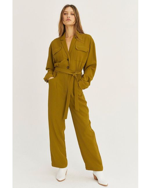 Crescent Flora Utility Jumpsuit in Yellow | Lyst