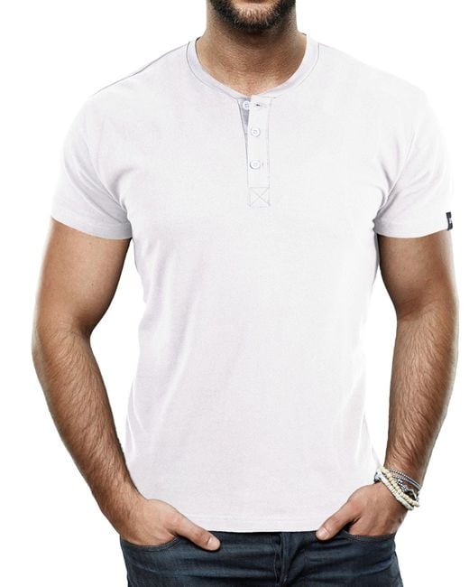 Xray Jeans Short Sleeves Henley T-shirt in White for Men | Lyst