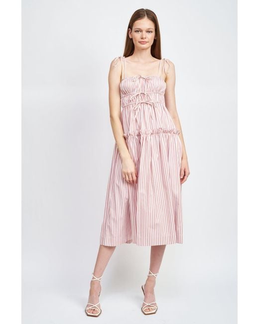 En Saison Destiny Tiered Midi Dress in Pink | Lyst