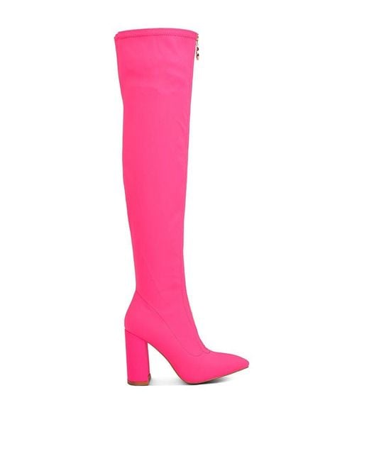 LONDON RAG Ronettes Knee High Stretch Long Boots in Pink | Lyst
