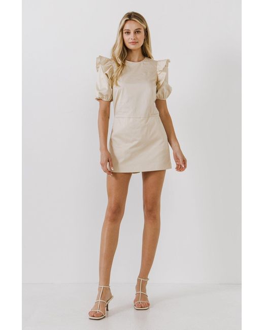 English Factory Puff-sleeve Romper in White | Lyst